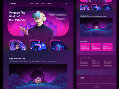 Metagen - METAVERSE 🥽 artificial artificial intellegence bitmate bitmate studio clean crypto dark mode design landing page metaverse metaverse design metaverse web nft ui uidesign userinterface ux virtual reality vr web design