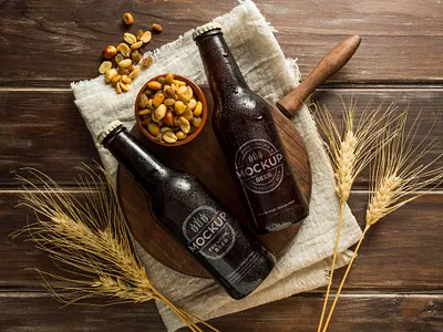 fresh-beer-bottle-mock-up-arrangement 3d animation app art branding design flat graphic design icon illustration illustrator logo logo design minimal motion graphics typography ui ux vector web