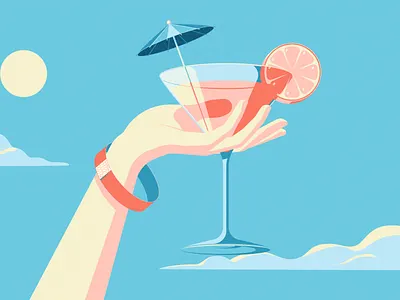 Cocktail 2d illustration illustrator vector