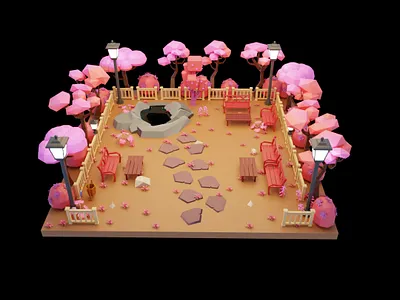 Japanese Garden 3d 3d art 3d garden 3d illustration 3d model b3d blender blender3d illustration