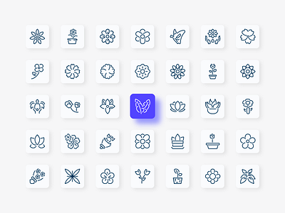 Flower Icon concept design flower flower icon flower icon set garden graphic design icon set leaf logo tree ui