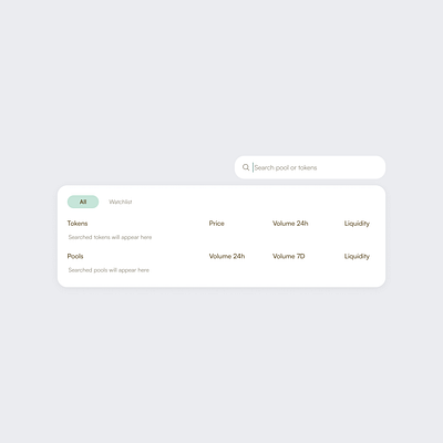 Token Search-UI Component (DeFi) app crypto defi design minimal ui ux web