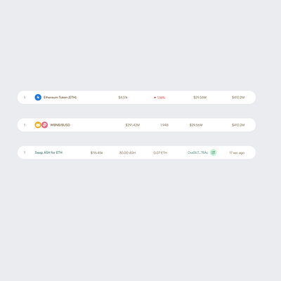 Transaction Rows-UI Component (DeFi) app crypto defi design minimal ui ux web