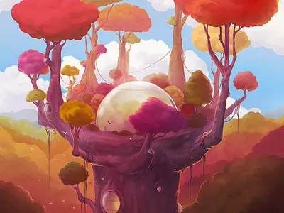 Fall art digitalart digitalpainting drawing illustration landscape nature paint painting tree