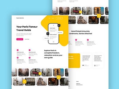 Paris Travel Guide Landing Page app flaneur guide landing page paris phone travel web