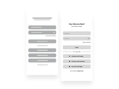 Low Fidelity & Mid Fidelity Wireframe For Log In design mobile design product design ui ux