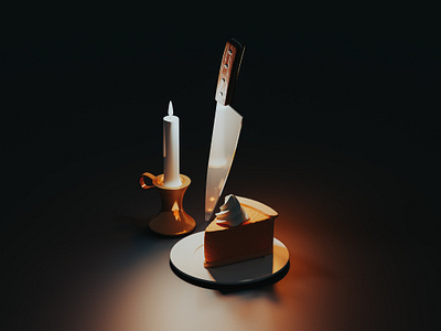Piece of Cake 3d blender blender3d cake candle halloween illustration isometric isometric illustration knife