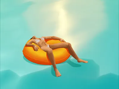 Summer 2022 art bikini charactedesign design enviroment floating illustration sea summer tanning waves