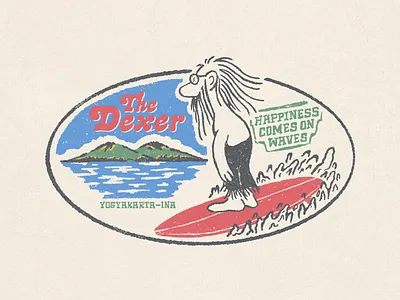 Happiness Comes on Waves artwork badge badge design branding design graphic design illustration motion graphics tshirt design ui vintagedesign