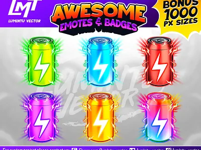 Energy Drinks Twitch Sub Badges - Cheer Bit by Lumintu Vector anime twitch emotes badges can drink channel point cheer bit cool sub badges emote sub badges twitch twitch emote twitch emotes twitch sub badges