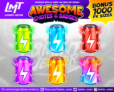Energy Drinks Twitch Sub Badges - Cheer Bit by Lumintu Vector anime twitch emotes badges can drink channel point cheer bit cool sub badges emote sub badges twitch twitch emote twitch emotes twitch sub badges