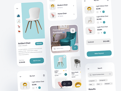 Furniture Product Buying App Design 3d animation app app design furniature mobile motion graphics ui