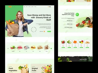 Grocery Shop Landing Page bitmatestudio cart design e commerce fast food food grocery grocery online home page landing page market marketplace product shop store ui ux web web design website