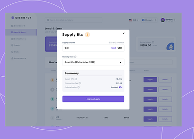 Supply Crypto confirmation modal modal ui ui design web design