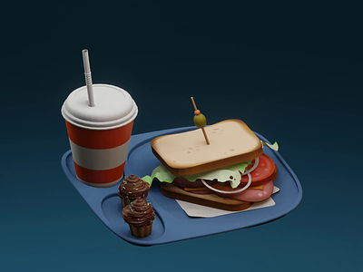 Lunchtime 3d 3dart 3dfood animation blender blenderrender cgi design eevee eeveeanimation fastfood food foodrender gamedev lowpolyfood