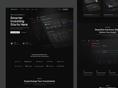 Saas Stock Investment Landing page - Stockboard 💰 bento clean darkmode design features hero illustration infographics investment landing page market minimalist pricing saas section stock ui ux web design website