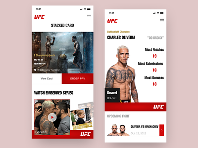 A new look for the UFC champion figma layout mma mobile mobile app mobile application modern product design sports sqaure stats ufc ui ui design uiux ux ux design visual identity