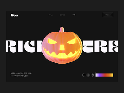 Landing | Boo 3d 3d animation animated animation boo design desire agency graphic design halloween landing landing page motion motion design motion graphics pumpkin spooky trick or treat web web site website
