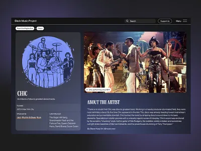 Chic – Black Music Project artist clean design disco illustration minimal music purple ui ux web web design website website design