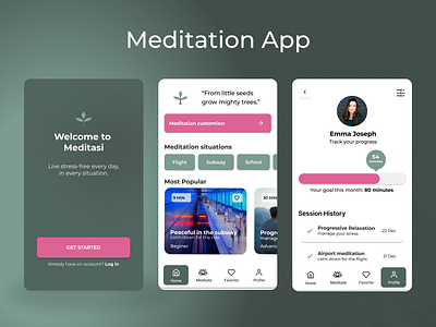 Meditation App - UX/UI Case Study app design meditation meditation app mindfulness app pro prototype ui design ui ui design ux ux design ux ui