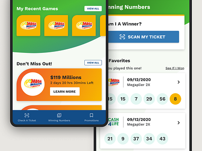 Virginia Lottery Mobile App Concept (2) app betting branding design games gamification icon illustration logo lottery nav bar personalization playful promotions revenue scan ui ux vector win