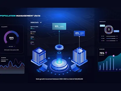 Data Visualization 3d branding data design illustration landingpage management minimalist ui ux visualization web