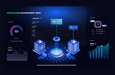Data Visualization 3d branding data design illustration landingpage management minimalist ui ux visualization web