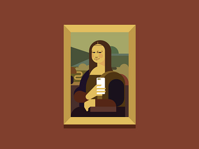 Self Louvre art gallery camera chris rooney davinci gioconda illustration la joconde leonardo louvre mona lisa museum painting patron phone photo portrait renaissance selfie