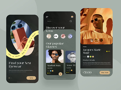 Eyewear Mobile App animation app app design dashboard design designer e commerce ecommerce app eyewear filllo interaction ios mobile app sunglass sunglass mobile app trend trendy ui user interface ux