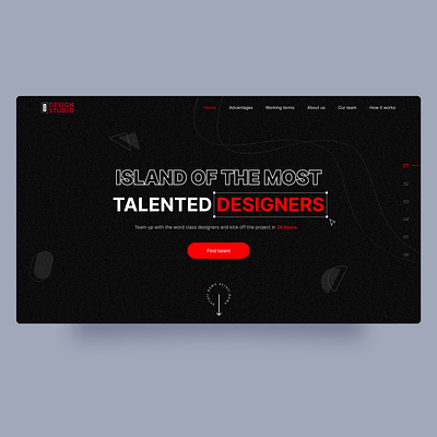 Landing page dark design dark mood design studio landing landing page red scroll scroll down scrolling slider ui ux