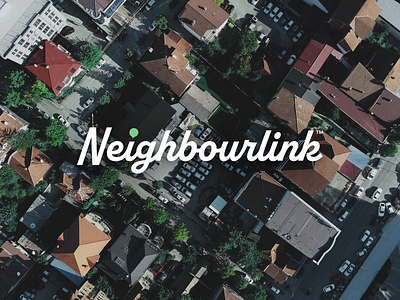 Neighbourlink Logo aerial app brand branding clean cursive design drone fun green illustration link logo map neighbor neighborlink neighbour neighbourlink platform wordmark