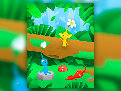 Peachtober22: Sprout character design colorful cute design flat forest gaming illustration illustrator kawaii landscape nintendo nostalgia pikmin plants texture trees vector videogame woods