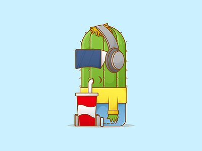 Time to relax. 🌵 adobe adobe illustrator cactus character characterdesign design enjoy green illustration illustrator music relax summer