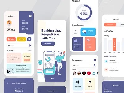 Banking Mobile Wallet App accounting app design balance bank card banking blockchain coin credit card e wallet mobile banking money transfer ofspace savings transactions ui