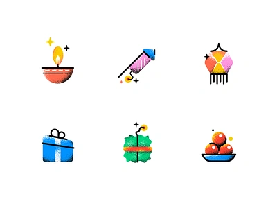 Diwali icons 🪔 branding crackers design diwali diya festival gift icons illustration illustrator india sweets vector