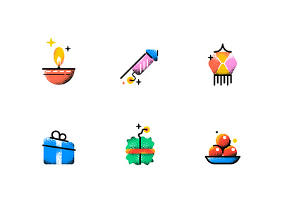 Diwali icons 🪔 branding crackers design diwali diya festival gift icons illustration illustrator india sweets vector