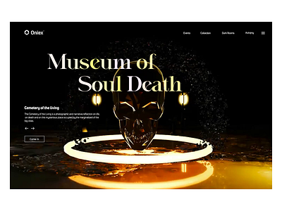 Oniex Death Museum 3d 3d motion animation art art museum blender c4d concept concept design dark death graphic design motion museum presentation skull ui ui motion uiux ux