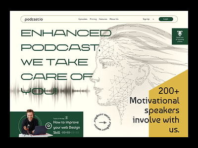 Podcast.io - Podcast Landing Page audio design fawaz figma landing page latest design minimal mockup podcasting podcasts popular radio saas saas website streaming talk show ui web design web3 website