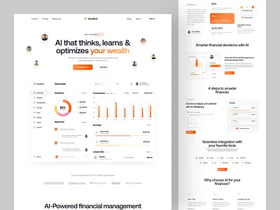 WealthAI Saas Landing page ai business design homepage interface landing page product design saas saas landing saas website ui wealth ai web web app web design webdesign website