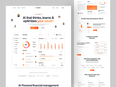 WealthAI Saas Landing page ai business design homepage interface landing page product design saas saas landing saas website ui wealth ai web web app web design webdesign website