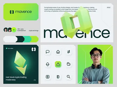 Mavence : Crypto Exchange - Visual Identity 3d animation brand brand guidelines brand identity branding corporate identity crypto crypto exchange icon icon design identity design logo logo design logomark logotype motion graphics visual branding visual identity web3