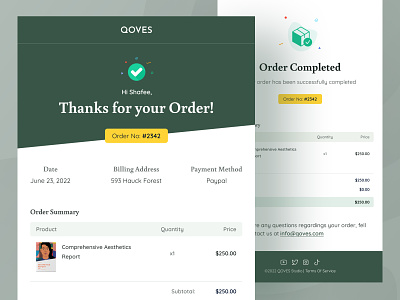 QOVES - Order Confirmation Email Template clean creative creative design email design email receipt email template email template design invoice invoice design newsletter templates order confirmation qoves template trending ui uiux ux