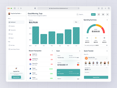 Finhow Finance Webapp admin analytics credit crm dashboard dashboard design inspiration finance finance dashboard fintech income management minimal money product design sales management spending statistics ui ux webapp