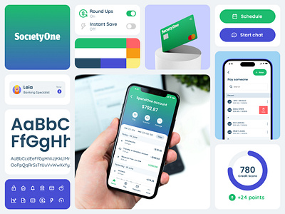 SocietyOne Banking App - Brand & UI Elements app banking branding design fintech mobile mobile app ui