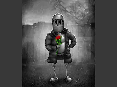 Fall in love artist artwork couples design digital digital art digital artist digital painting flower graphic design gray heart illustration life love lovers print printing robot roses
