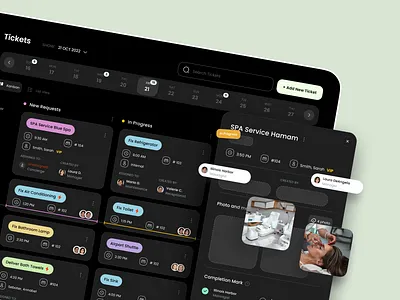 Hotel Task Manager dark theme dashboard dashboard app dashboard design hotel service app task task manager ui web app web platform webdesign