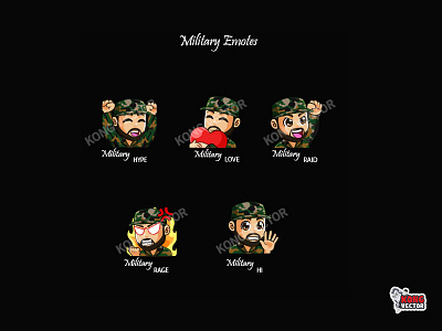 Military Twitch Emotes cartoon design emoji emote emotes illustration twitch twitchemote twitchemotes