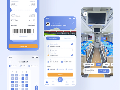 🚆Train Ticket Booking App adventure app app design booking clean journey mobile app public transportation public transportation app subway ticket booking ticketing transportation travelling ui design uiux