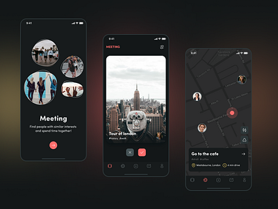 Meeting - dating app dating dating app design event finder friends interest lifestyle map match meet meeting meetup minimal mobile profile social ui ux zoom