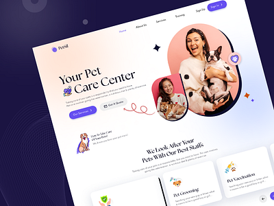 PetSil- Pet Care Website Landing Page Design. home page home page design landing page landing page design mobile app pet pet care pet care services pet care website petsil responsive design ui ui design uiux ux design website ui